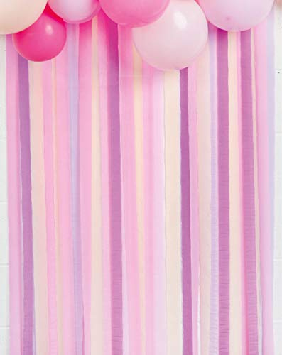 Talking Tables 7 x Pink Paper Party Streamers - Pastel Decorations for Girls Birthday, Hen Do, Baby Shower & Photo Wall Backdrop, Pink & Purple Crepe Streamers