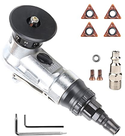 Mini máquina de biselado neumática con 4 insertos, 2 llaves 1 rodamiento de mano biselado herramienta de 45 grados para recorte de metal agujero interior desbarbado lineal
