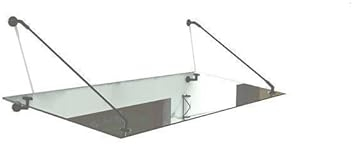 Glaszentrum Hagen - (Typ-RAL7016) Glasvordach Vordach Pavillion Türvordach Haustürvordach VSG-Glas inkl. Edelstahlhalter in RAL 7016 (TYP-Stb, 180x90cm Klarglas)