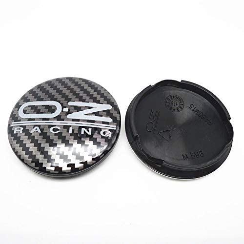 THOMIX 4 Stück Nabendeckel für OZ Racing 62mm, Verschleißfest Und Langlebig Radnabenabdeckung Center Radkappen Radnabendeckel Mit Logo Zierdeckel Zubehör,A Black Carbon