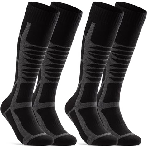 sockenkauf24 2 Paia Calze da Sci Uomo e Donna Termiche, Tecniche e Traspiranti 34175 (Nero 47-50)
