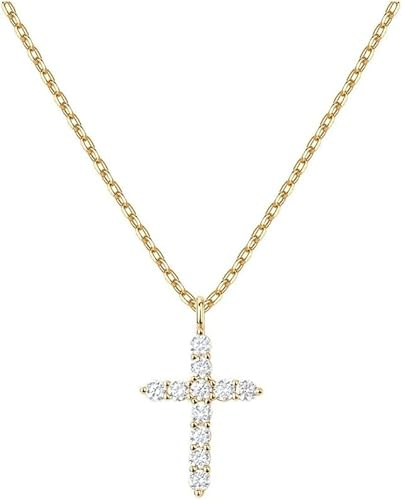 HSAJS Collier Pendentif Croix Cristal Brillant Chaîne Maille Classique Bijou Religieux Symbolique Accessoire Élégant Ornement Féminin