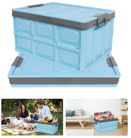 Oemmn 30L Profi klappbox Transportbox Mit Deckel Faltbare Aufbewahrungsbehälter mit Handgriff Stapelbare Kisten Storage Box Faltboxen Stapelboxen Container Für Kleidung,Bücher,Snack Aufbewahrungsboxen