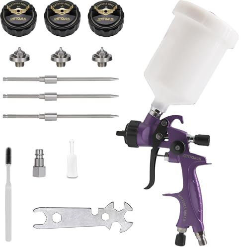 HVLP - Pistola pulverizadora, Boquilla de Acero Inoxidable de 1,4 mm, 1,7 mm, 2,0 mm, Capacidad de 600 ml, pulverizador de Pintura Profesional de alimentación por Gravedad para imprimaciones y