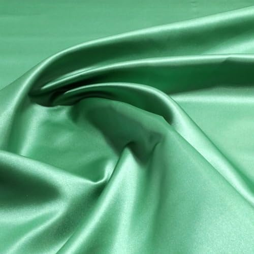 TOLKO 1m Glanz Satin Stoff Meterware | Modestoff Dekostoff Kostümstoff | Gardinenstoff Vorhangstoff Hochzeitsstoff Satinstoffe Nähstoffe Stoffe zum Nähen Dekorieren 150cm breit (Grün Matt)