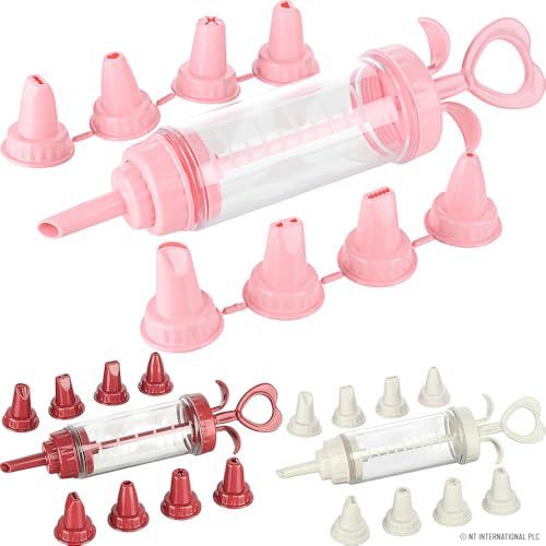 Cake Decorating Icing Syringe Baking Cream Pump with 8 Nozzles Dessert Decorations Fillings Syringes Piping Nozzle Set Pastry Decorator Squeezer Pen Cupcakes Donuts Biscuits Decoration Tool (1 Pack)