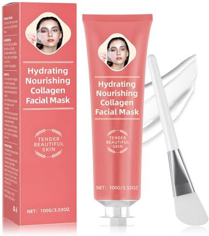 Allony Collagen Night Mask, Mascarilla de Colageno, Collagen Peel Off Mask, Collagen Overnight Peel Off Mascarillas Faciales, Hidratante, Reafirmante y Lifting (C)