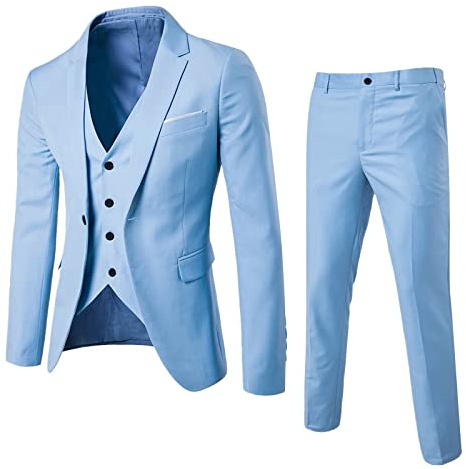 Abiti Uomo Taglie Forti 3 Pezzi Regular Fit Completo Formale Sartoriale Vestito con Un Bottone Blazer Panciotto Pantaloni Abito da Lavoro Moda per La Laurea della Festa Nuziale