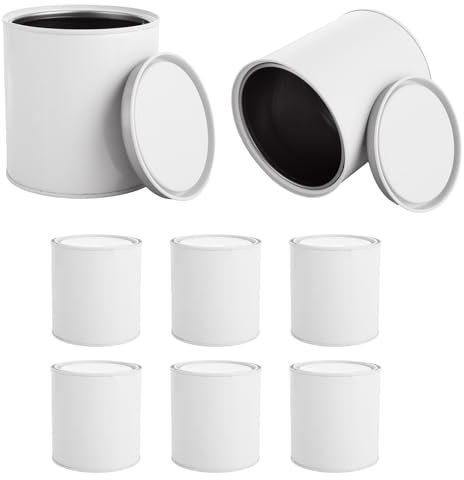 LOPYXBR 8PCS Empty Paint Tins Cans with Lids 1L Unlined Paint Buckets Metal Paints Storage Containers for Painting, Solvents, Arts and Crafts, DIY Projects