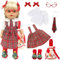 Puppenkleidung 30-45cm, 9 Stück Puppenkleider für 12-18 Zoll Puppen Baby Puppen New Born Enthält Rot Karierten Overall Kleid, Zubehör, Weihnachtsstrumpf, Tasche für Weihnachtstag, Winterurlaub