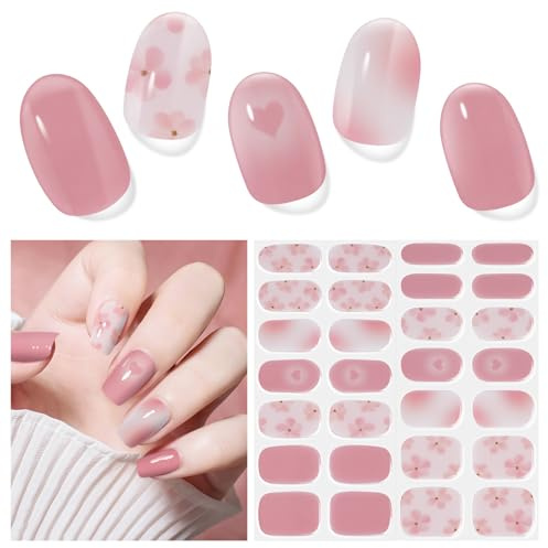 Unghie Gel Adesive UV– 28 PCS Smalto Adesivo Per Unghie,Pellicola per Unghie Autoadesiva,Strisce Gel Unghie Lampada UV