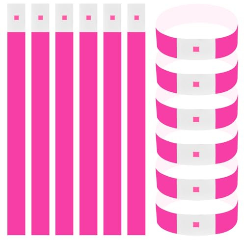 600 Pezzi Braccialetti Carta Eventi, Braccialetti Identificativi, Braccialetti Discoteca Impermeabili per Festival Feste Musicali Concerti Concorsi, 25×2cm (Rosa)