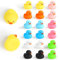 DERAYEE Set di 18 Paperelle da Bagno in Gomma, 9 Colori Assortiti, 2 Pezzi per Colore ，Galleggiante e Squittio Anatra da Bagno,Ideale Giocattolo per Vasca