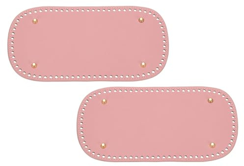 sourcing map 2 pezzi di fondo ovale per borse all'uncinetto, 15 x 30 cm, fondo in pelle con fori per lavorare a maglia all'uncinetto, base per cuscino per borse fai da te, colore rosa