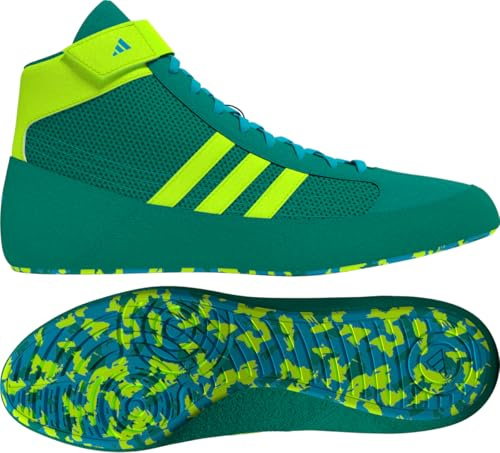 adidas Men's HVC Wrestling Shoes, Teal/Solar Green/Cyan, 10.5