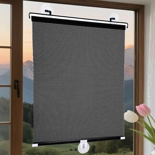 Verdunkelungsrollo Ohne Bohren Sonnenschutz Saugnapfes Fensterrollo,Tragbares Verdunklungsvorhang Einziehbare UV-Schutz Dachfenster-rollos Isolations-Temporäre Jalousien