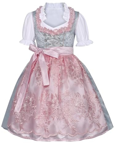 Costume tradizionale bavarese per bambine e ragazze, costume tradizionale bavarese da birra, costume da Oktoberfest e accessori di abbigliamento, per festival della birra tedesca, rosa, 4-5 Anni
