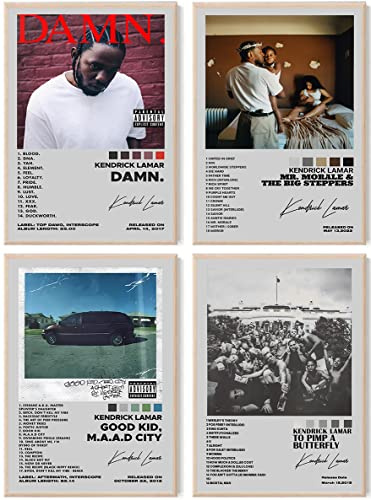 Generi Set di 4 poster Kendrick con copertina dell'album Lamar, poster con autografo, per l'estetica della stanza, decorazione per la stanza delle ragazze, senza cornice, 20 x 30 cm