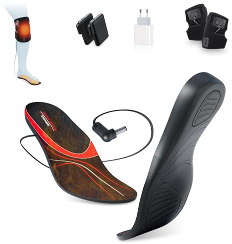 Plantillas Calefactables, Rtdep 7.4V Calienta Pies y Batería de 3000 mAh, Calentador de Pies y Calentamiento de rodillas, 6 Horas de pies Calientes, Plantillas Termicas para Esquí Acampar Caza(L)