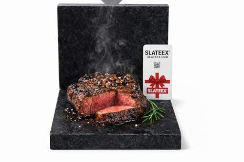 Schwarzer Naturstein PREMIUM 3 CM Ausführung -Grillstein aus Pietra Ollare Speckstein, 20×20×3 cm – Polierte Hot-Stone-Platte für Steak & Fisch, wärmespeichernd und lebensmittelecht