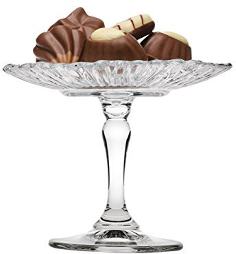 Pasabahce 96455 Mini Patisserie Platte mit Fuß, Höhe ca. 10,2 cm, Kuchen/Gebäck Platte aus Glas