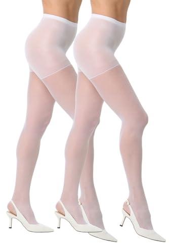 Silkies Women's Control Top Pantyhose with Run Resistant, Light Support Legs (2 Pair Pack) - Large White