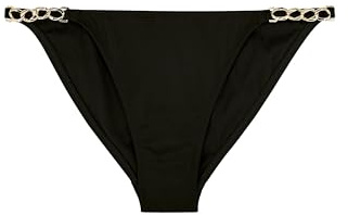 Dorina Bas de Bikini Tanga FILAO – Tissu Microfibre Lisse avec Accessoires Chaîne Dorée, Couverture Minimale, Maillot de Bain Élégant pour la Plage/Piscine, Noir