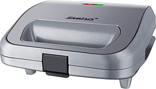 Steba 18-64-00 SG 65 Sandwichmaker | 3er Set antihaftbeschichtete Platten sind auf Knopfdruck leicht herausnehmbar | 750 W | Grau/Edelstahl, Kunststoff