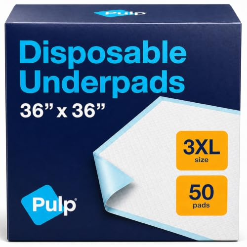 50 x PULP Incontinence Underpads 36 x 36 | XXXL Bed Pads Disposable Adult | Super Absorbency Chux Pads for Adults, Children & Babies | Incontinence Bed Pads & Pee Pads | FSA & HSA Eligible