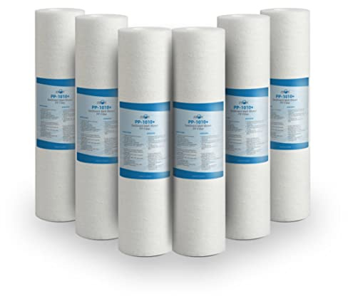 Bellerofonte Filtro Acqua Tazza Sedimenti Cartuccia 10 Pollici 10 Micron per Impianti Filtrazione, Rimuove Sabbia, Fango e Impurità Sospese, 6 Pezzi