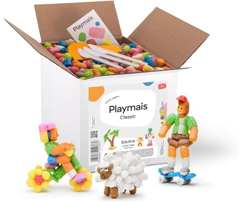 Playmais Eduline 1000 Teile | Bastelset | natürliches Spielzeug | inkl. 3 Schwämmchen, 3 Bastelmesser| vegan, verantwortungsvoll & sicher für Kinder & Umwelt | Weihnachts-Geschenk