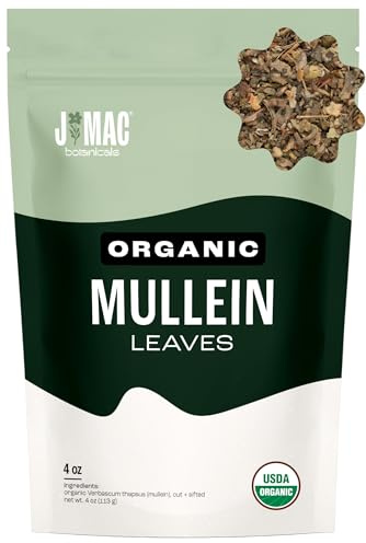 J Mac Botanicals Organic Mullein Leaves (4 oz) Certified USDA Organic Loose Leaf Herbal Tea
