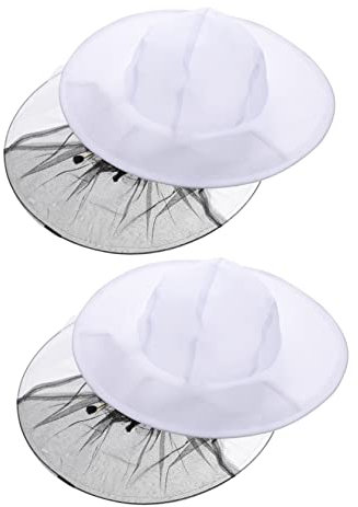 YARNOW 2stücke Weißer Imkerhut Mit Doppelstahldraht Atmungsaktives Insektenschutznetz Elastischer Nackenschutz Professionelles Bienenhaltung Zubehör Für Imker Und Outdoor-einsätze