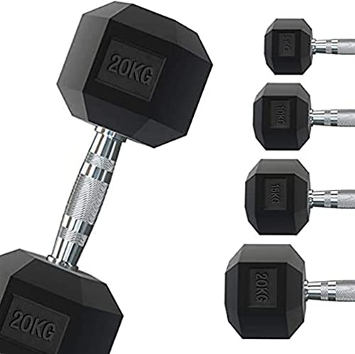 G5 HT SPORT Manillar hexagonal engomado profesional de 1 a 50 kg Pesística Gimnasio O Home Gym Mango ergonómico antideslizante (2 x 17.5 kg)