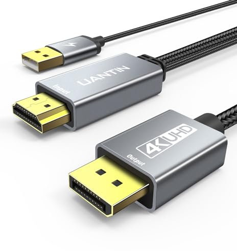 Active HDMI to DisplayPort Cable (4K 60Hz,1080p 120Hz) Uni-Directional HDMI 2.0 to DP 1.2 Adapter for Monitor 1.8M HDMI to Display Port Cord Compatible with PC,Laptop,AMD,NVIDIA,PS5 and More