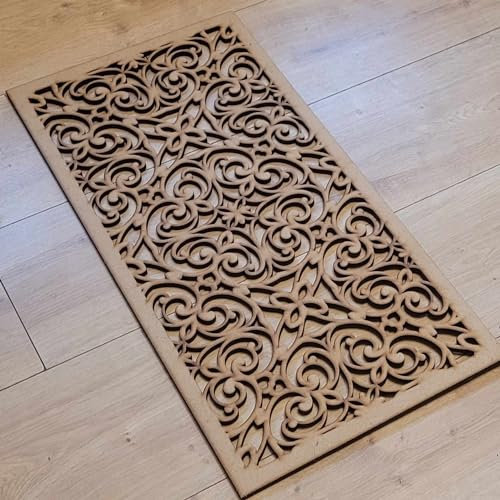 Manorhouse Floral Trellis Grate Radiator Cabinet wall Decorative Screening-grille- Perforated MDF panel (600x300mm) 0144 (6mm thick Primed White)