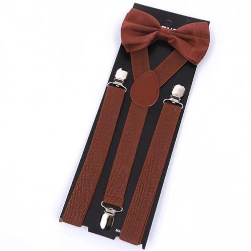 ZAMXHUG Set de Tirantes y Pajarita para Hombre - Ancho 25mm con Clips Fuertes, Elegante y Retro Ajustable - Accesorio Traje Fiesta Boda