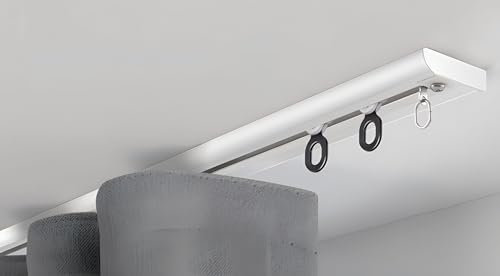 Ceiling Curtain Track 12M 10M 8M 6M 4M 2M 1M, Thick Heavy Aluminum Curtain Rails Ceiling Mount Curtain Tracks System With Roller, Room Divider Silent Curtain Rail Kit(Color:White,Size:3m/9.8ft)