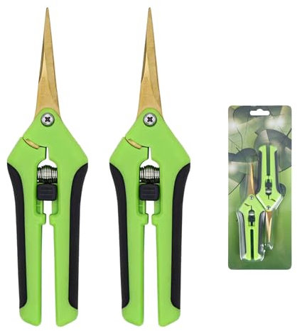 ZHYOPING Lot de 2 Cisailles de Jardin à Feuille Dorée, 165mm en Acier Inoxydable, Cisailles à Fleurs, Ciseaux à Plantes, Sécateurs, Ciseaux de Jardin pour Plantes, Bonsaï, Fleurs, Branches, Roses