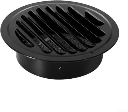 Cubierta de rejilla de ventilación de metal redonda de acero inoxidable, rejilla de ventilación redonda negra, tubo de escape, ventilación de pared exterior (80 mm)