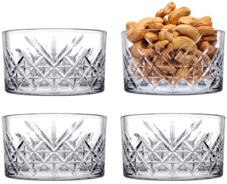 Glas Dessertschalen Set 4 210ml 100% BLEIFREIE Kristall Glassschalen, Dessertbecher, Puddingschalen Glas, Dipschale, Stapelbare Servierschalen, Saucenschalen, Eisbecher, Glass Dessert Bowls