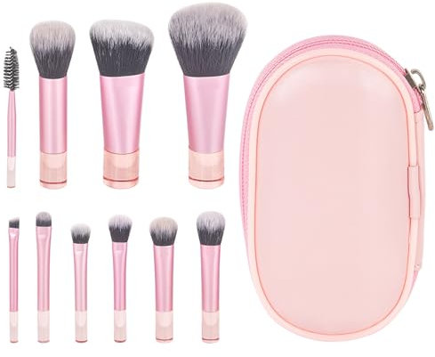 LIURFLNC 10Stück Mini Make Up Pinsel Set, Tragbares Reise Pinselset Makeup mit Tasche, Set für Stiftung Pinsel Erröten Pulver Lidschatten Kosmetik