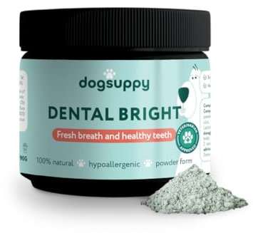 DogSuppy Dental Bright For Dogs - Fresh Breath & Healthy Gums & Clean Teeth, Less Plaque, 3-in-1 Dental Powder, 100% Natural, No Brushing Needed – For All Sizes & Breeds | 60 Scoops (90g)