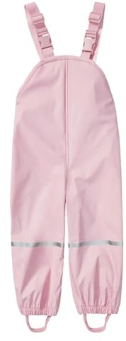 Fansu Pantalon Impermeable Niño Niña, Outdoor Pantalón de Lluvia con Tirantes de Barro Plegable Ligero Transpirable para Trekking, Caminar y Senderismo (86,2684 Rosa)