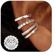 Chriscoco 3 Pcs Ear Cuff Silber 925 Verstellbare Ohrclips Damen Ohne Ohrlöcher Clip Ohrringe Fake Ohrringe Set 14K Vergoldet Earcuffs Ohrklemme Fake Helix Piercing Knorpel Wrap Ohrmanschette