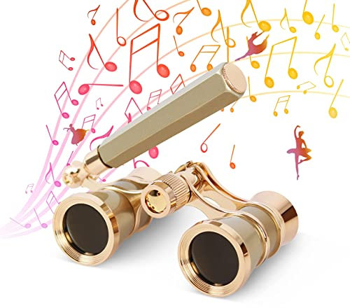 Aomekie Opernglas Theaterglas mit ausziehbarem Griff 3X Vergrößerung für Theater Konzert Pferderennen und Opera Fernglas Binoculars Feldstecher