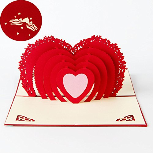 DEESOSPRO® día de la Madre tarjeta,Tarjeta de cumpleaños para mamá, Tarjeta de felicitación pop-up 3D con hermoso papel cortado, regalo para el cumpleaños de mamá, sobre incluido (corazón)
