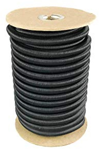 Elastic Bungee Cord. 3/16, 3/8, 1/4, 5/16, 1/8. 50 and 100 Foot Spools. Weather and Abrasion Resistant. Used for Tie Downs, Crafting, DIY Projects. Black Shock Cord. Made in the USA