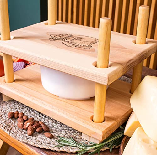 SHSH trade group Kit per formaggi in legno, 19,8 x 30 cm (pressa per formaggi morbidi in legno duro + stampo per la preparazione del formaggio kit da 1,2 l)