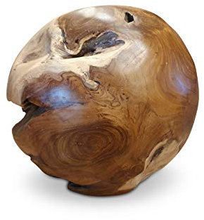 Boule décorative en bois de racine - 30 cm - Boule en bois de teck - Décoration de jardin - Attire les regards dans le jardin d'hiver